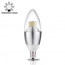 6 Watt B35 E12 LED Chandelier Light Bulbs,60W Incandescent Equivalent Replacement,Daylight White 6000K, 550 Lumens,2 Layers Torpedo Shape ,Blunt Tip Led Candle Light Bulbs